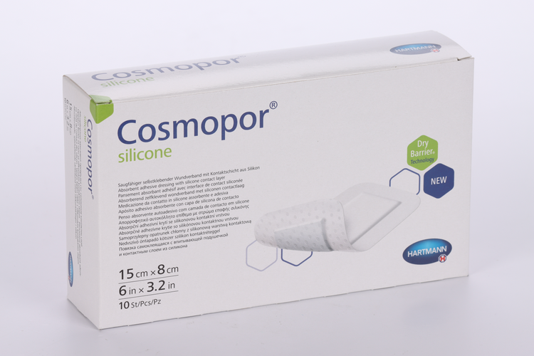 Повязка Cosmopor silicone с контактным слоем из силикона пластырный тип 15х8 см, 10 шт