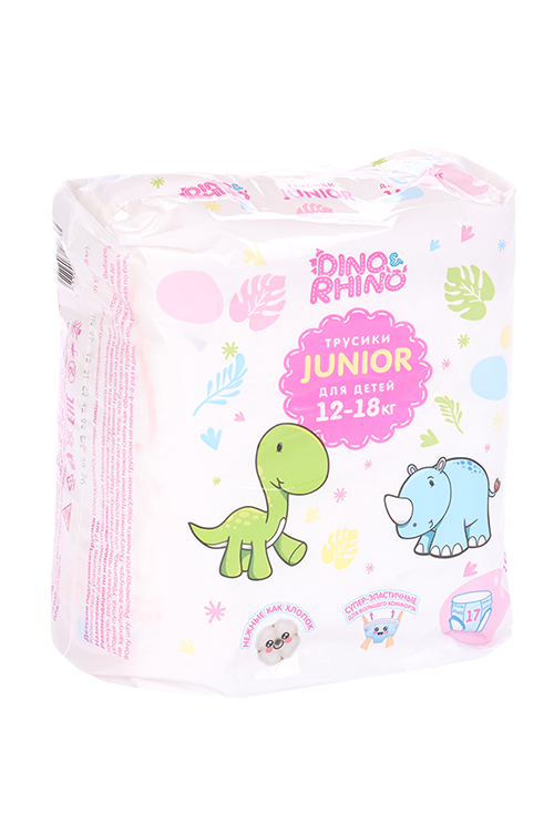 Подгузники-трусики DINO&RHINO Junior д/детей (12-18кг), 17 шт