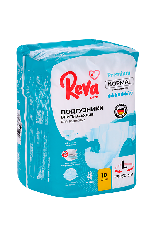 Подгузники Reva Care д/взрослых на липучках Normal р L, 10 шт