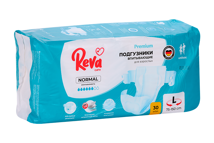 

Подгузники Reva Care д/взрослых на липучках Normal р L, 30 шт