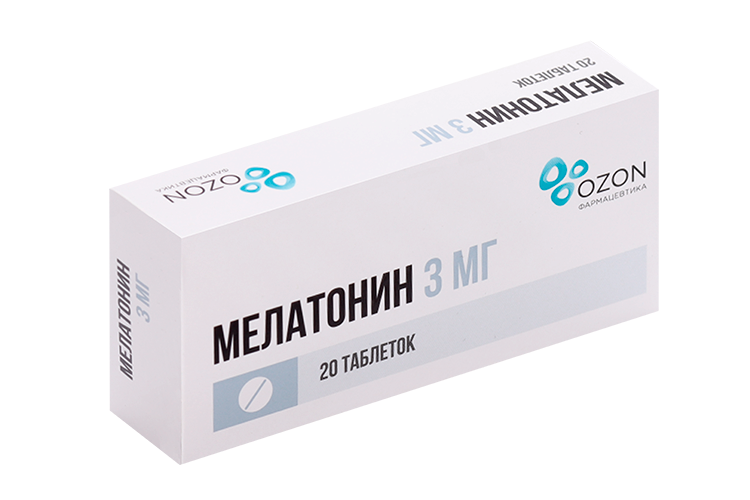 

Мелатонин 3 мг, 20 шт, таблетки покрытые пленочной оболочкой