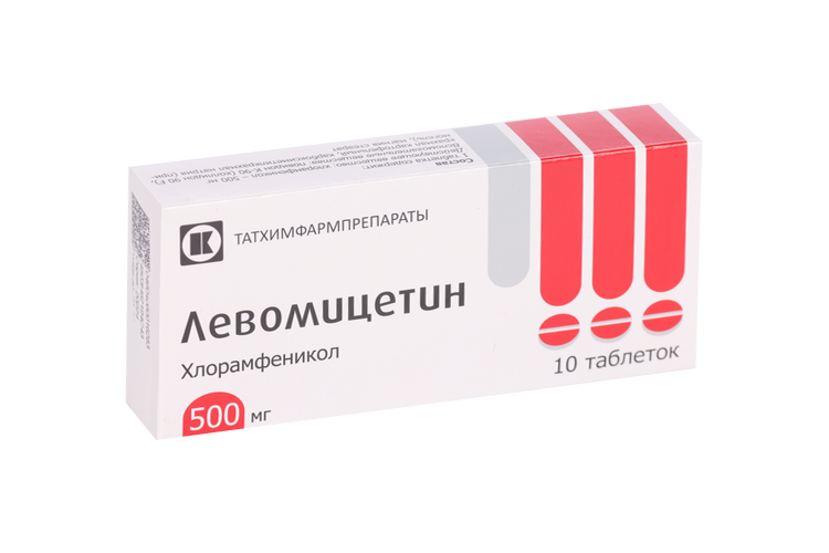 

Левомицетин 500 мг, 10 шт, таблетки