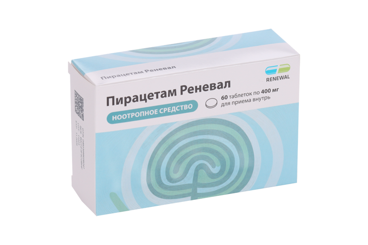 Пирацетам Реневал 400 мг, 60 шт, таблетки покрытые пленочной оболочкой
