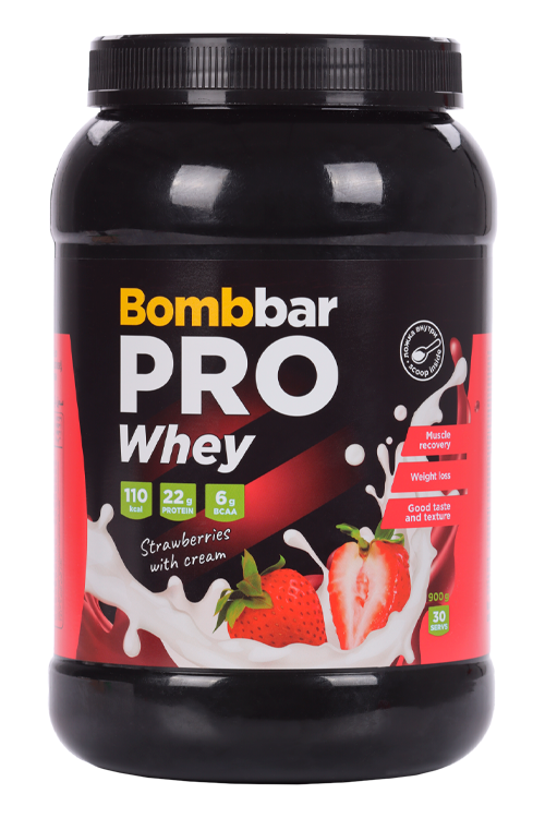 

Коктейль Bombbar PRO Whey со вкусом Клубника со сливками, 900 г