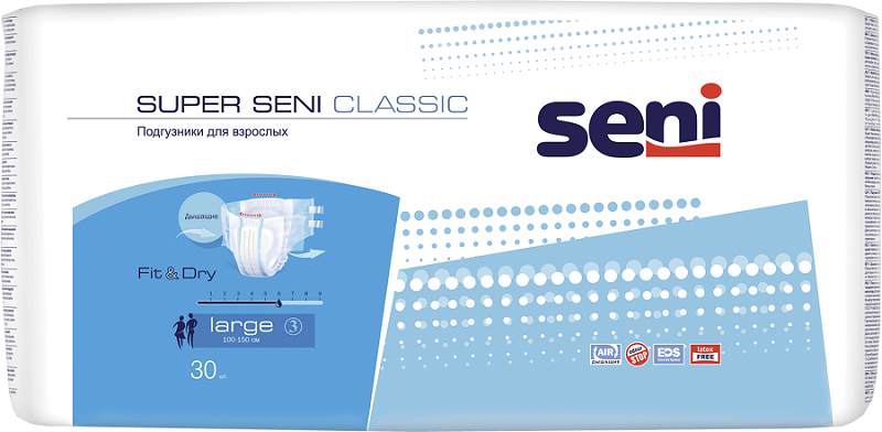 Подгузники Seni SUPER Classic Large д/взрослых, 30 шт
