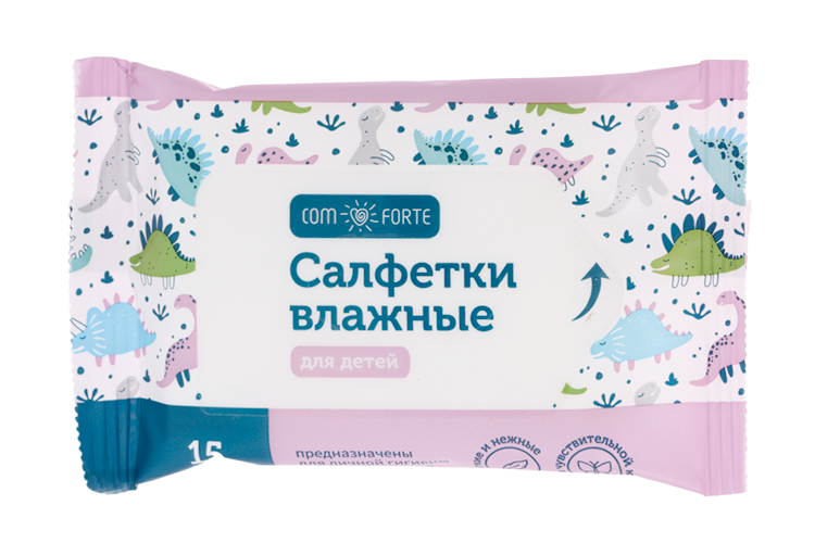 Салфетки КомФорте влажные детские, 15 шт