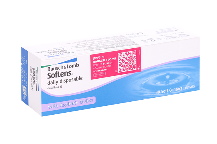 Линзы Bausch+Lomb Soflens Daily Disposable контактн однодневн мягкие асферич (диоптрия -7,5), 30 шт