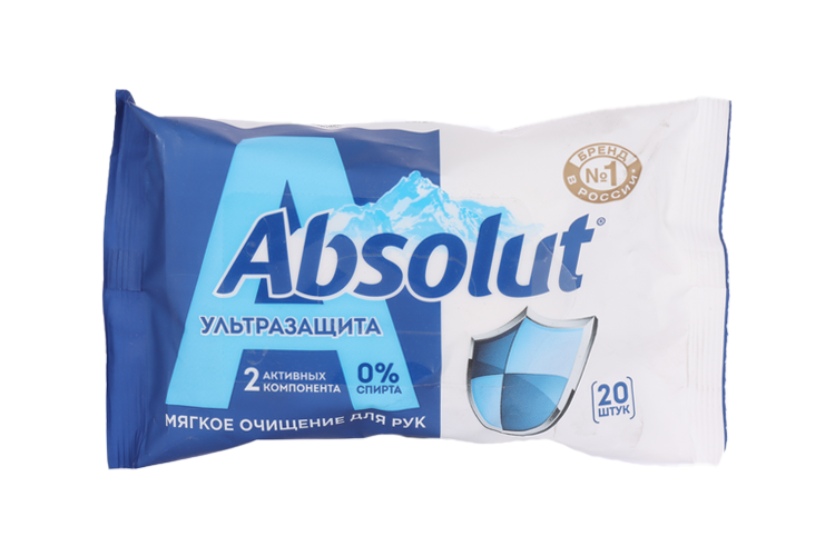 Салфетки Absolut Ультразащита влажн 20 шт 26₽