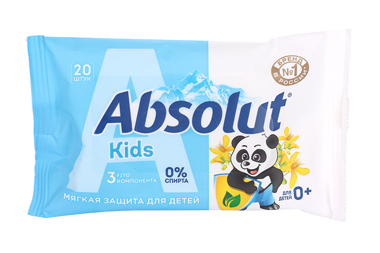 Салфетки Absolut Kids влажные гигиен дет череда, 20 шт