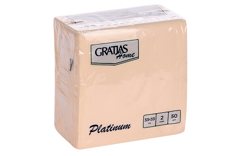 

Салфетки Gratias Home 2-х слойные бумажные кремовые 33х33 см, 50 шт