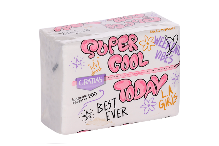 

Салфетки Gratias Super Cool Today 2-х слойные бумажные белые 21х14 см, 25 шт