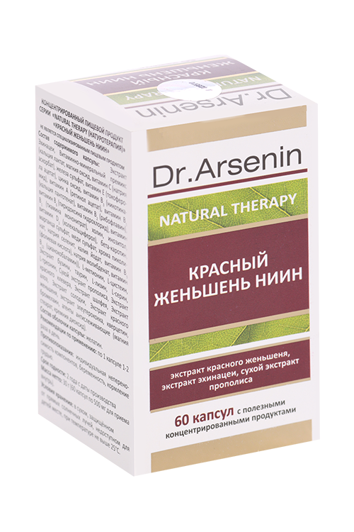 

Концентрированный пищевой продукт Красный женьшень НИИН Dr Arsenin, 60 шт, капсулы