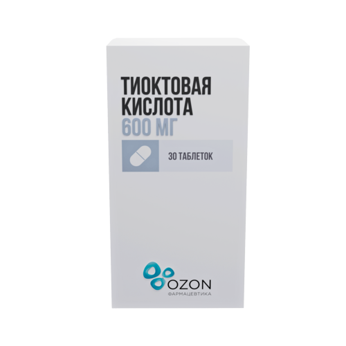 

Тиоктовая кислота 600 мг, 30 шт, таблетки покрытые пленочной оболочкой