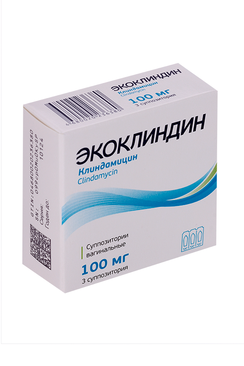 Экоклиндин 100 мг, 3 шт, суппозитории вагинальные