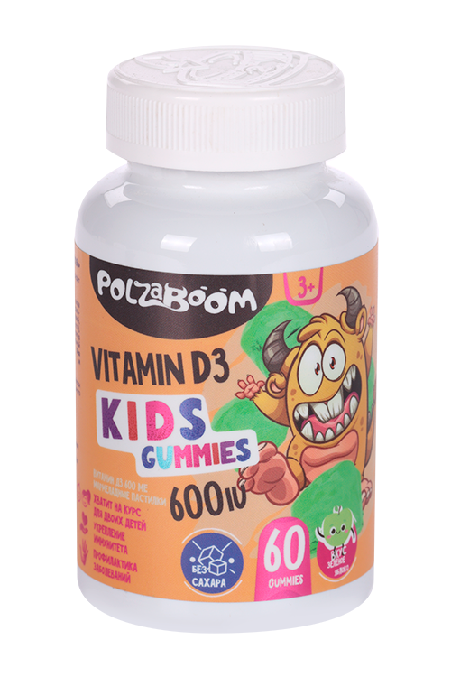 

Vitamin D3 600 IU Kids, 60 шт, пастилки