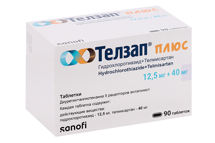 

Телзап Плюс 12.5 мг+40 мг, 90 шт, таблетки