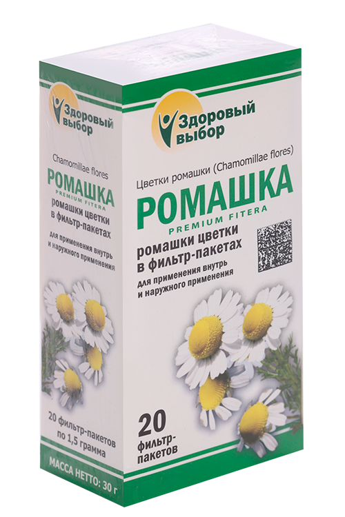 

Ромашка Premium Fitera Здоровый выбор, 1,5 г, 20 шт, фильтр-пакет