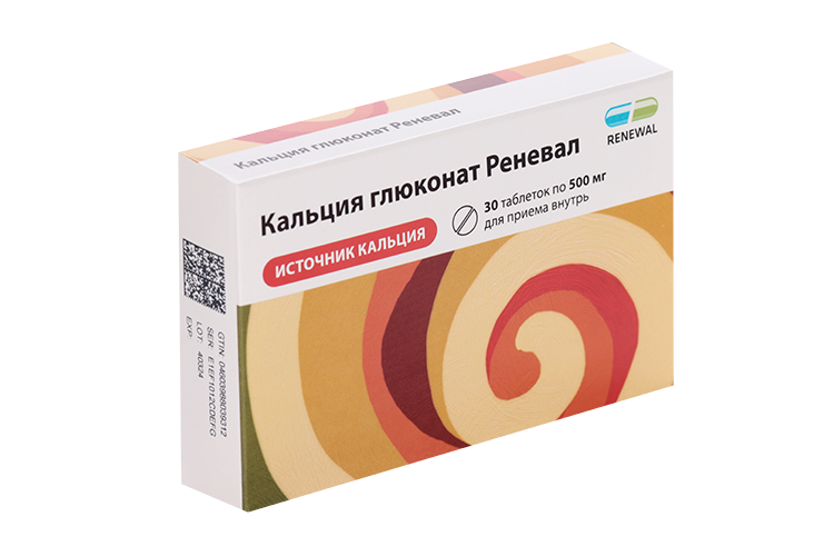 Кальция глюконат Реневал 500 мг, 30 шт, таблетки