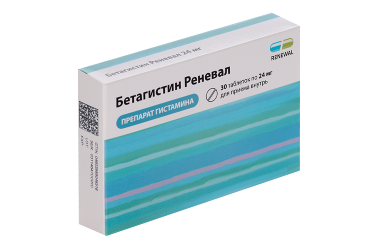 

Бетагистин Реневал 24 мг, 30 шт, таблетки