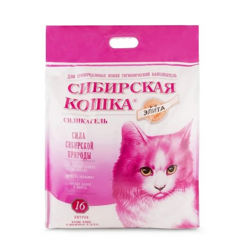 Наполнитель Сибирская Кошка Элита д/туалета силикагель розовый 16 л