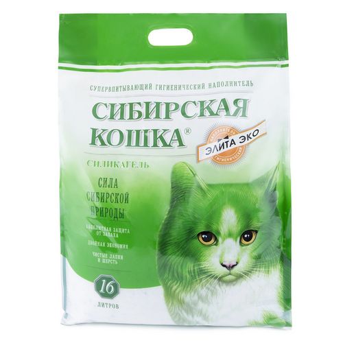 Наполнитель Сибирская Кошка Элита ЭКО д/туалета силикагель зеленый 16 л