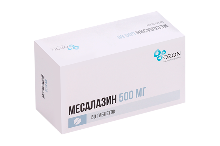 

Месалазин 500 мг, 50 шт, таблетки кишечнорастворимые покрытые оболочкой