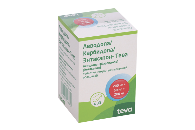

Леводопа/Карбидопа/Энтакапон-Тева 200 мг+50 мг+200 мг, 30 шт, таблетки покрытые пленочной оболочкой