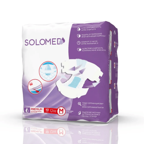 

Подгузники д/взрослых Solomed Premium тяжелая степень недержания р M, 10 шт
