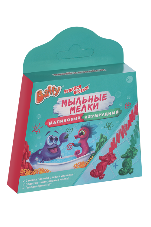 

Мелок Baffy мыльный малиновый+изумрудный детский, 2 шт