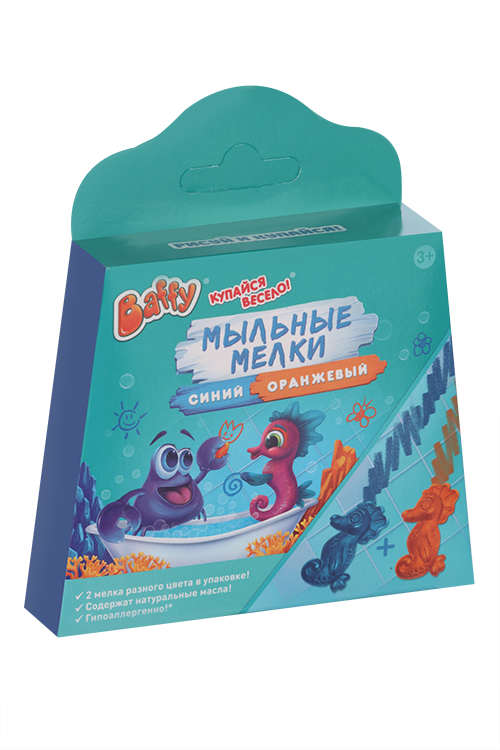 

Мелок Baffy мыльный оранжевый+синий детский, 2 шт
