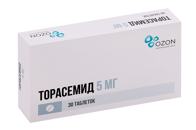 

Торасемид 5 мг, 30 шт, таблетки