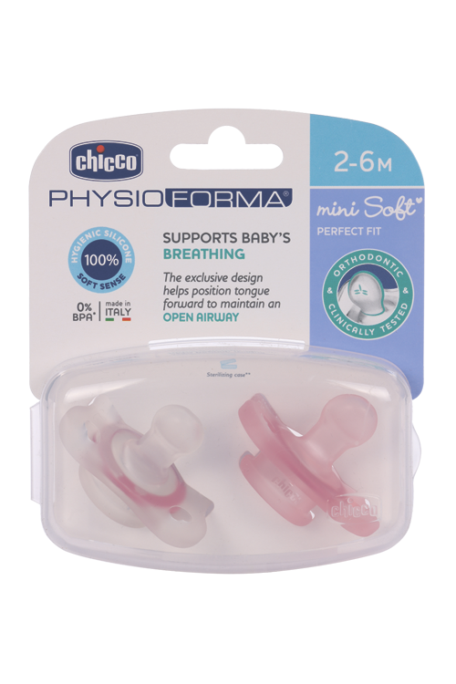 

Пустышка Chicco Physio Soft Mini силикон розовая (2-6 мес)