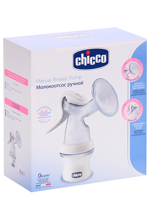 

Молокоотсос Chicco Natural Feeling ручной с бутылочкой б/соски
