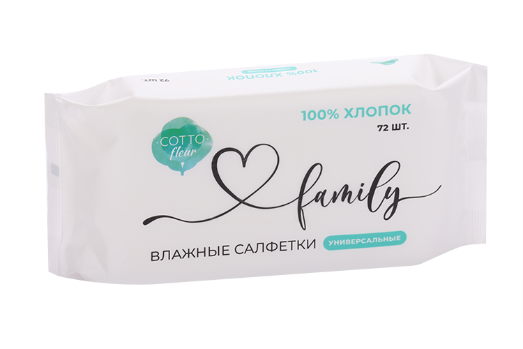 Салфетки Cotto Fleur влаж универсал 100% хлопок, 72 шт
