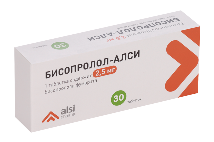 

Бисопролол-АЛСИ 2.5 мг, 30 шт, таблетки