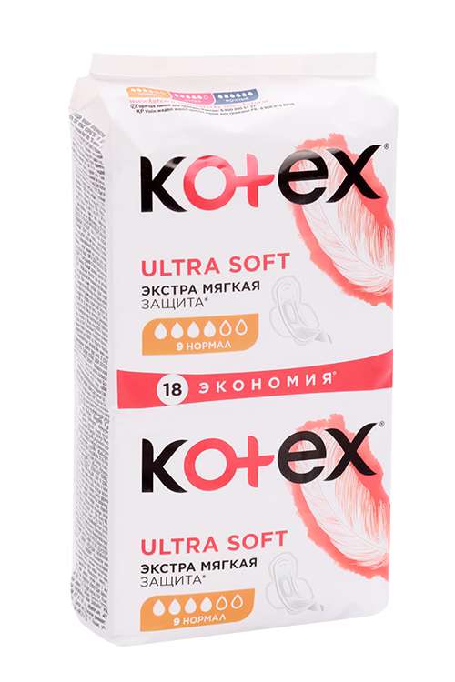 

Прокладки Kotex Ultra Soft нормал, 18 шт