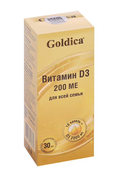 

Витамин D3 Goldica 200 МЕ для всей семьи, 30 мл