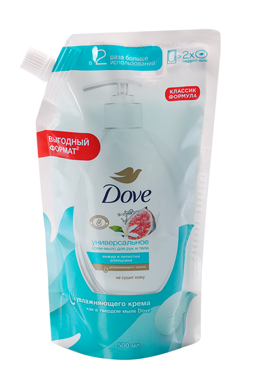 Крем-мыло Dove Инжир/Лепестки Апельсина жидкое, 500 мл, дой-пак