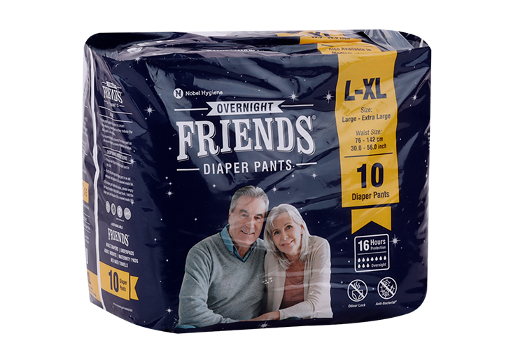 

Подгузники-трусы д/взр Friends Overnight ночные обхват талии 76-142 см р L-XL, 10 шт