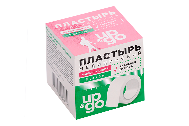 Пластырь UP&GO медицинский фиксирующий тканый 5х500 см