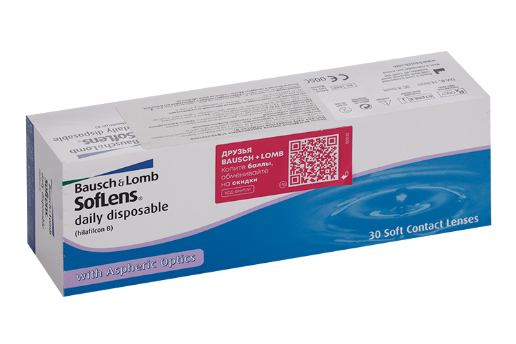 Линзы Bausch+Lomb Soflens Daily Disposable контактные R 8.6 D -6.25, 30 шт