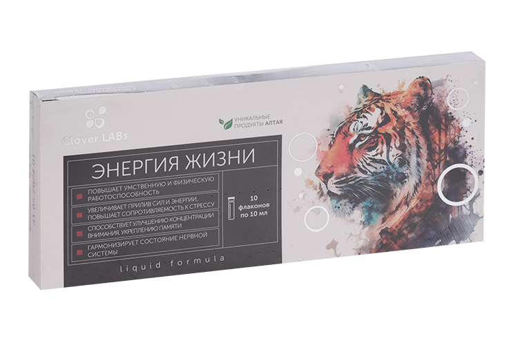 

Эликсир Clover LABs Энергия жизни женьшень/витамин С, 10 мл, 10 шт