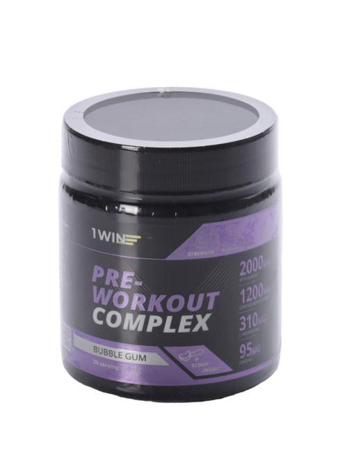 Комплекс 1WIN Pre-workout предтренировочный Бабл-Гам, 210 г