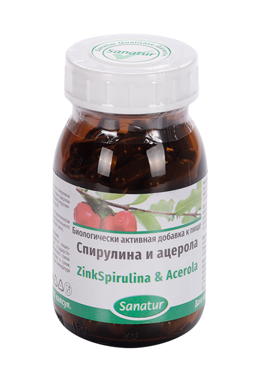 

Спирулина и ацерола Sanatur, 90 шт, капсулы