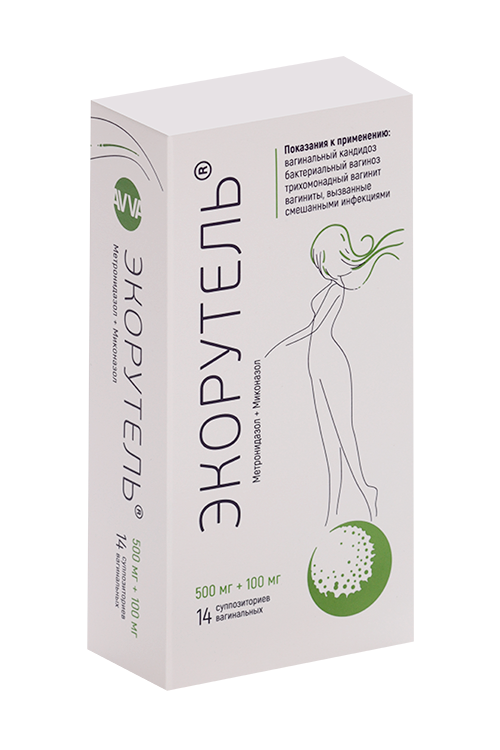 Экорутель 500 мг+100 мг, 14 шт, суппозитории вагинальные
