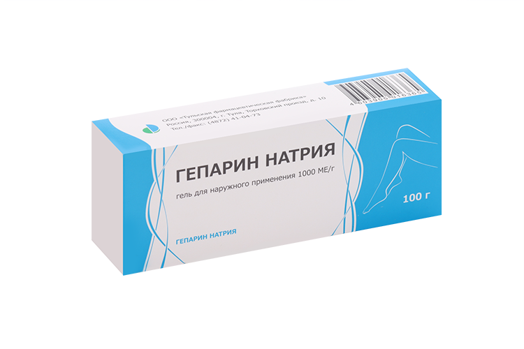 

Гепарин натрия 1000 МЕ/г, 100 г, гель для наружного применения