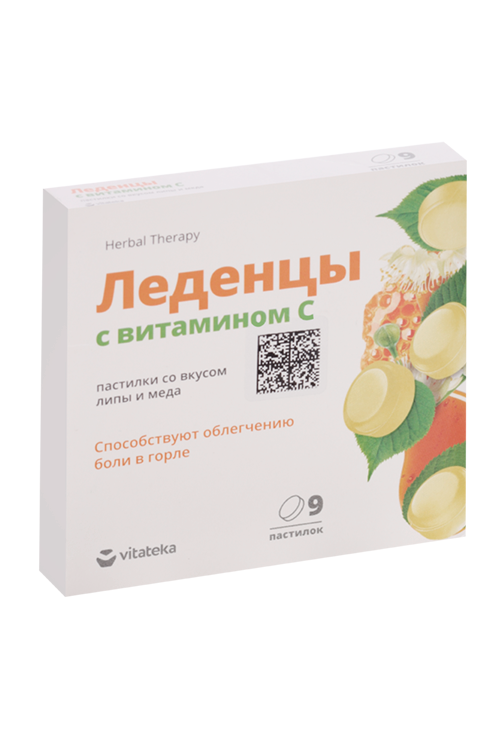 Леденцы Витатека с вит С со вкусом липы с медом, 3 г, 9 шт, пастилки
