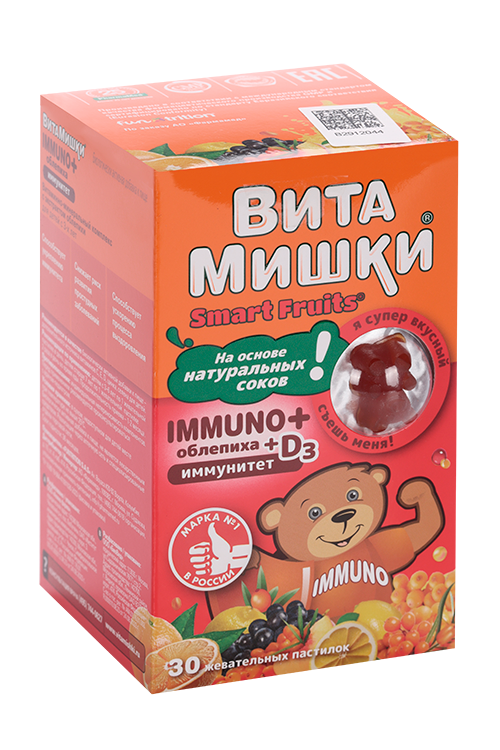 

Витамишки Иммуно+облепиха+Д3, 2 500 мг, 30 шт, пастилки жевательные