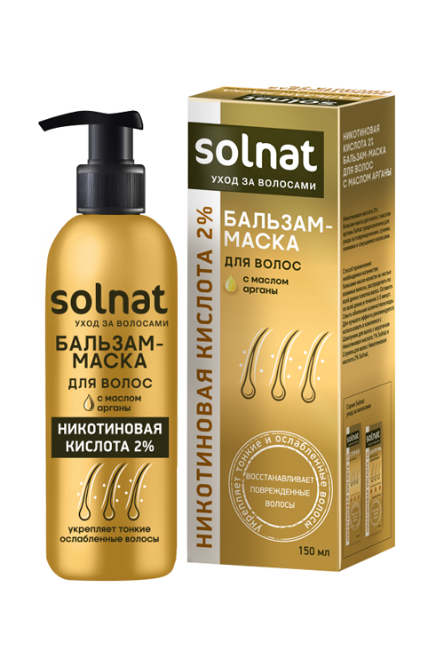 

Solnat Никотиновая кислота 1% шампунь для волос с кератином 150 мл