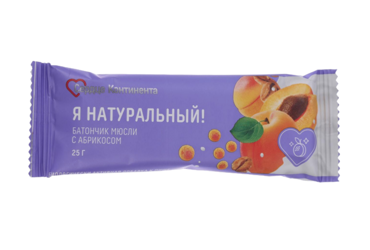 Батончик-мюсли Сердце Континента Я натуральный Абрикос, 25 г